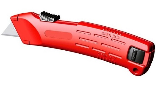 Mocny metalowy nóż bezpieczny z mechanizmem sprężynowym B56 na ostrza trapezowe i hakowe