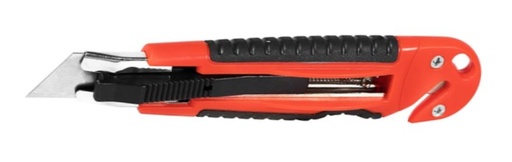 Nóż bezpieczny z mechanizmem sprężynowym B93E na ostrza trapezowe 17 mm dodatkowy nóż z ukrytym ostrzem na drugim końcu